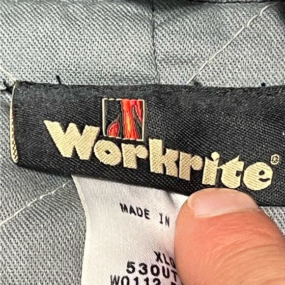 Vintage Workrite FR Quilted Lined Bomber Jacket Mens Large XL Logo Navy RARE - Picture 5 of 9